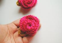 Volumetric crochet roses na may mga pattern