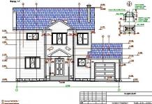 Drawing of the facade of a house in the project House facade drawing by drawing