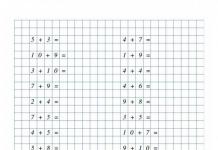 Mathematical corner in the country. Examples of plus and minus up to 20